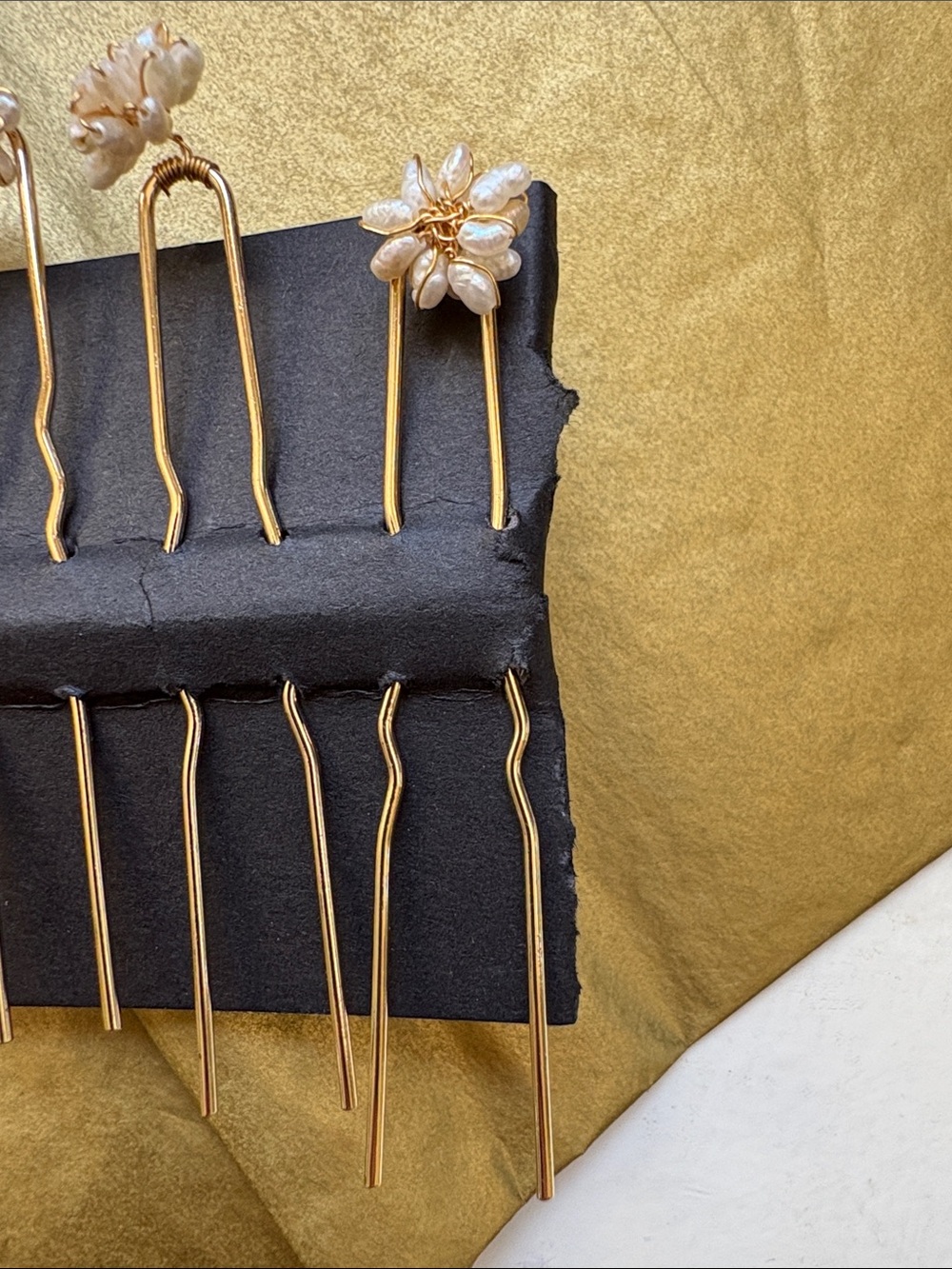 Pearl Floral Hair Pins - Gold and Ivory NWT. From Anthropologie - Picture 2 of 4